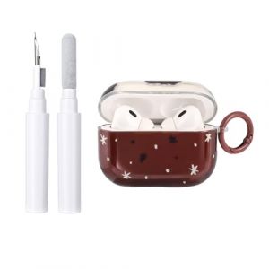 Reownest Coque pour AirPods Pro/Pro 2 avec Kit de Nettoyage, Motif Aesth&eacute;tique Tachet&eacute; de Vache, &Eacute;tui Souple et Antichoc avec Porte-cl&eacute; pour AirPods Pro/Pro 2 - Marron (Ownest brand, neuf)