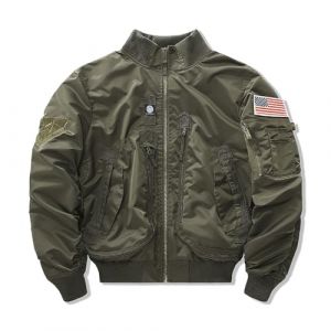 BININBOX Veste Bombers Homme Jacket Pilote Veste Aviateur à Col Montant (XXXL, Kaki) (BININBOX-FR, neuf)