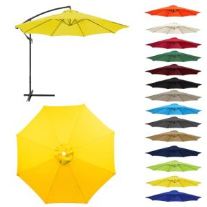 HonunGron Auvent De Remplacement pour Parasol 2,0/2,3/2,5/2,7m/3,0m, 6 Baleines/8 Baleines Toile De Parasol Déporté Remplacement pour Cour,Jardin,Plage, Protection UV 50+ (2.7m-8 Ribs,Jaune) (HonunGron, neuf)