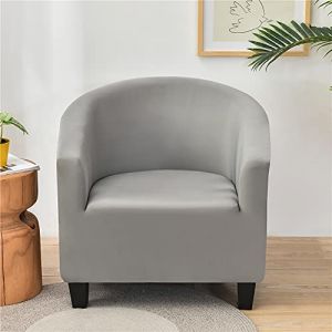 Highdi Housse de Fauteuil Plaine Extensible H&ocirc;tel Chesterfield 1 Pi&egrave;ce, Couverture de Fauteuil Couleur Unie, Housse de Canap&eacute; avec Accoudoirs Protecteur de Tub Chair (Gris Clair) (Highdi, neuf)