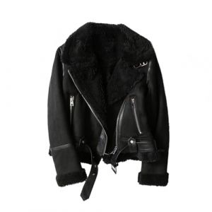 Manteau court en fausse fourrure pour femme, couleur marron, pour hiver, veste int&eacute;gr&eacute;e en cuir vintage, avec fermeture &eacute;clair, col, manches longues, vestes pour femme, v&ecirc;tements &eacute;l&eacute;gants, Noir , L (yanchangmantianxingwangluokejiyouxiangongsi, neuf)