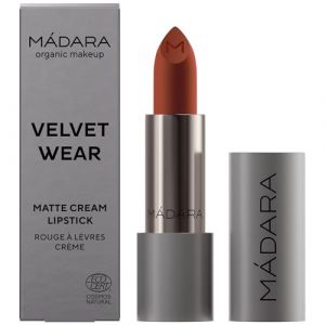 M&Aacute;DARA Organic Skincare | VELVET WEAR Matte Cream Lipstick #33 MAGMA - 38g, Texture velout&eacute;e, Finition satin&eacute;e, &Agrave; l'huile de p&eacute;pins de myrtille et au beurre de karit&eacute;, Vegan (Madara C, neuf)