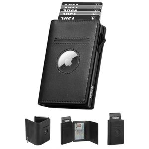 YESIIW Portefeuille Airtag avec Blocage RFID Portefeuille Homme Magnétique Pop-up Porte Carte Homme pour 10 Cartes Portefeuilles et Porte-Cartes avec Monnaie, Billet & Fenêtre d'Identification (Noir) (Yesiiw, neuf)