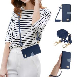 GoodcAcy Coque avec Cordon pour iPhone 12 Pro/iPhone 12,Coque Etui avec Porte Carte &agrave; Rabat Clapet Portefeuille en Cuir Pochette Antichoc Flip Case &Eacute;tui Cover Housse Protection Compl&egrave;te Coque,Bleu (TENGLAN, neuf)