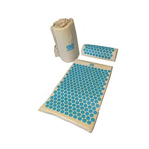 OR8 Wellness Ensemble tapis d'acupression et oreiller pour soulager la douleur, soulager le stress et la relaxation pour douleurs du dos et du cou, tapis de massage avec sac de transport Bleu (OR8 Wellness, neuf)