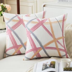 Jayusaror Housses de Coussin 50x50 Rose Jaune Gris Velours Coussin Canape Géométriques Housses Coussin Décoratives d'automne pour Canapé-lit Canapé Décoration Salon Chambre, Lot de 2 (Jayusaror Home, neuf)