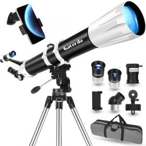 Gaterda T&eacute;lescope, 90mm Ouverture 900mm HD R&eacute;fracteur Telescope Astronomique pour Adulte & Enfant D&eacute;butants (Grossissement 36X-270X) avec Sac de Transport Portable, Tr&eacute;pied et Adaptateur de T&eacute;l&eacute;phone (Gaterda-EU, neuf)