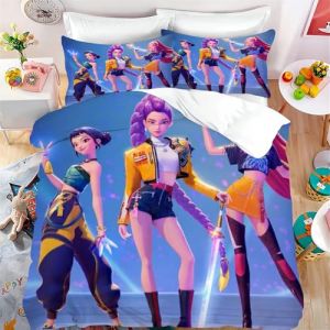 CYSYLQW K-Pop:Demon Hunters Parure de lit avec taie d'oreiller, 100 % microfibre, impression num&eacute;rique 3D, housse de couette g&eacute;n&eacute;ral, pour enfants et adultes (140 x 210 cm, 2) (ZZSHOU, neuf)