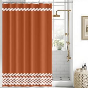 Uiiooazy Rideau Douche Orange, Rideau de Douche Anti Moisissure 150x200cm Terracotta Boheme Minimaliste Rideaux de Baignoire Tissu Lavable Imperm&eacute;able Polyester Rideaux Salle de Bain avec 10 Crochets (dongguibinjingpinxiaodianpu, neuf)