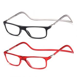 NEW VISION Lunettes 2 pack, Lunettes Loupe, Lunettes De Lecture Magn&eacute;tique, Longueur R&eacute;Glable Lunette De Lecture Homme Femme, NV2904 (Rn, 1.5, x) (New Vision Milano, neuf)