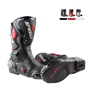 Bottes de moto de piste de course professionnelles antidérapantes respirantes imperméables, Noir , 44 EU (Msport-italy, neuf)