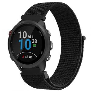 Wanme 20mm Bracelet Compatible pour Garmin Vivoactive 3/Venu/Venu Sq/Venu Sq 2, Nylon Bracelets pour Garmin Vivoactive 3 Music, Forerunner 245/245 Music, Forerunner 645/645 Music, Forerunner 55 (Noir) (DgYuanLiYuan, neuf)