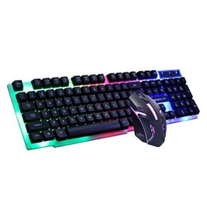 Clavier de Jeu et Ensemble de Souris, USB Wired Gaming Keyboard Mouse Set GTX300 et Combo s'allumer pour PC Ordinateur Portable Black (Enshishizhaoyudianzishangwuyouxiangongsi, neuf)