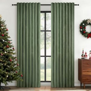 Topfinel Rideau Voilage Vert 140x260cm Faux Rideaux en Lin Filtrer la Lumi&egrave;re avec Oeillets Rideau Voilages D&eacute;corative Voile de Fen&ecirc;tre Draperie Int&eacute;rieur Vintage pour Salon Chambre 2 Panneaux (NoledarEU, neuf)