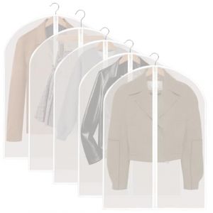 5 Pi&egrave;ces Housse de Vetement en PEVA, 60 x 80cm, Anti Poussi&egrave;re Etanche Mite Humidit&eacute;, Housse pour Vetement sur Cintre, Lavables et Transparentes Housses Manteau pour le Rangement de Vestes, Chemises (renyijingUK, neuf)