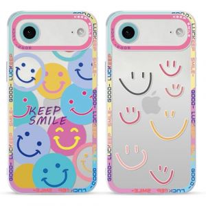 Yoedge 2 pi&egrave;ces Coque pour iPhone Air/iPhone 17 Air 6,5" Motif de Emoji et Smile Fille Femme &Eacute;tui, Transparente Housse de Protection Antichoc TPU Mignon Aesthetic Design Case Cover (Somin Ivka EU, neuf)
