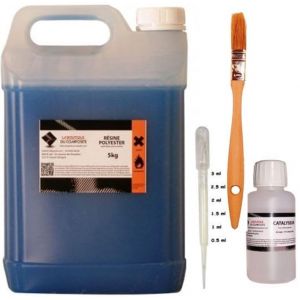 La Boutique du Composite - Résine polyester marine de stratification 5KG + 125g de catalyseur pour Bois, Métal, Porcelaine, Céramique - Baignoire - Sealant - Scellant (SARL MACK, neuf)