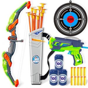 Doloowee Ensemble Arc et FlèChe pour Enfants avec LumièRes LED，Jouets d'extérieur pour Le Jardin，Kit Jouet pour Garcon Fille 4-12 Ans (Doloowee, neuf)