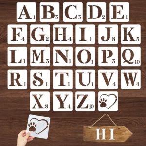 Pochoir Lettre, 27 Pièces Alphabets Numéro Pochoirs, 15cm Pochoir Lettre Alphabet Grand Format, Réutilisables Pochoir de Lettres, Pochoir Lettres Alphabet, pour La Peinture Art Projects Décoration DIY (XJRMY, neuf)