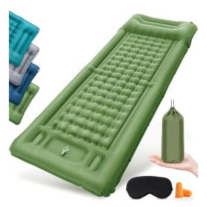 NatuVort Matelas Gonflable 1 Place Matelas Autogonflant 1 Personne, Matelas Camping avec Pompe à Pied Matelas Gonflable Camping Oreiller pour Camping, Randonnée, Plage, Pique-Nique, Tente,Olive (PAVLOUGOODS, neuf)