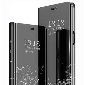 LINER Coque pour Samsung Galaxy S21+ 5G / S21 Plus, Élégant Mirror Smart View Standing Flip Etanche Ultra Mince Antichoc Anti-Rayures Etui Housse pour Samsung Galaxy S21+ 5G / S21 Plus - Noir (Liner-EU, neuf)