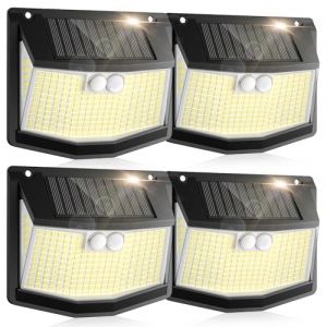 Lampe Solaire Exterieur Detecteur Mouvement: 248 LED Solaire Extérieur Projecteur avec Détecteur de Mouvement 3 Modes 270° Eclairage Lumiere Sécurité sans Fil IP65 Etanche pour Jardin Garage Lot de 4 (ZCEU-001, neuf)