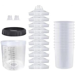 Taicols Gobelet De Pulvérisateur,Gobelet Jetable Pour Pistolet à Peinture HVLP, Système De Gobelets Avec Insert Et Capuchon 20 Oz (600 ml) (Taicols, neuf)