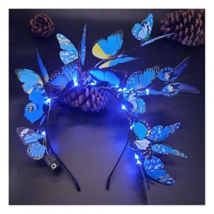 Serre-tête de Noël pour femme - Bibi lumineux - Élastique et antidérapant - Accessoire photo - Bleu (kilnbright, neuf)