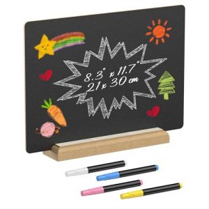 Uniclife Panneau d'ardoise de table A4 Support et Marqueurs de Craie 21,1 cm × 29,7 cm Panneau Bois Double Face pour Tables Grand Tableau à Messages Réutilisable Panneau Menu Bar Restaurant Mariage (Dinglang, neuf)