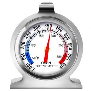 Thermom&egrave;tre de four 50-300 &deg;C/100-600 &deg;F Thermom&egrave;tre de four pour four, barbecue, friteuse, fumoir Thermom&egrave;tre analogique &agrave; lecture instantan&eacute;e en acier inoxydable pour cuisine (1) (Linkhood, neuf)