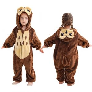COOKY.D Grenouill&egrave;re B&eacute;b&eacute; &agrave; Capuche en Flanelle Animaux Combinaison Unisexe Enfants Cartoon Loose Playsuits Tenue B&eacute;b&eacute;,Marron 24-30 Mois (MICHLEY INTERNATIONAL, neuf)