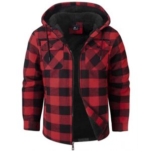 zitysport Veste chemise homme Toison &agrave; carreaux Doubl&eacute; Sweat &agrave; capuche Manteau Doublure polaire Veste hiver avec poches Flannel Veste &agrave; capuche hommes Sweat(130-Rouge,M) (Haixihui, neuf)