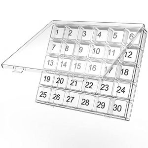 DOHIMGIO Pilulier mensuel – Pilulier de 30 jours – Facile à ouvrir – Grands compartiments – Étui portable pour voyage, organiseur de médicaments pour vitamines (blanc) (Dohimgio, neuf)