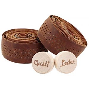 Gusti ruban pour guidon de bicyclette cuir - liège 200 cm Fausto C. Guidoline pour poignée de bicyclette cuir accessoires vélo de course brun clair (Gusti Cuir, neuf)