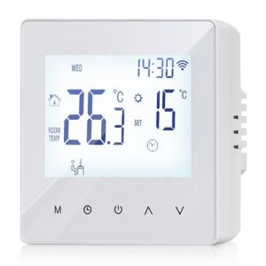 WIYETY Smart Thermostate Raumthermostat: WiFi Programmable Thermostat D&rsquo;Ambiance pour Chauffage Au Sol &Agrave; Eau Et Chaudi&egrave;re, Programmable 230v LCD 3A avec T&eacute;l&eacute;commande Tuya-App (GREENFOODERAN TRADING LTD, neuf)
