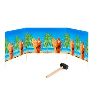 Garronda Paravent Plage Coupe-Vent Camping Brise-Vent avec Marteau en Caoutchouc 4 m GAEX001 (Planches de Surf, 4 m) (Hisert, neuf)