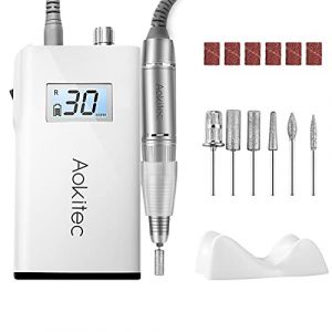 Ponceuse à ongles électrique pour ongles en gel, Aokitec acrylique, lime à ongles électrique avec écran LED 30 000 tr/min, réglable, kit de manucure professionnel pour la maison et le studio (Aokitec-FR, neuf)