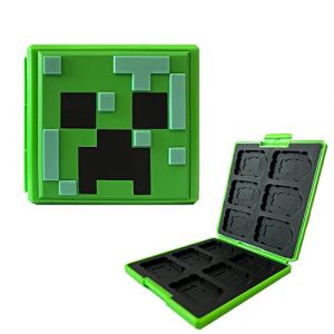 Boite de Rangement pour Cartes de Jeux Nintendo Switch,Etui pour Carte de Jeux Nintendo Switch,Étui de Rangement Compatible avec Switch Lite (Minecraft/Green) (KAKBRT, neuf)