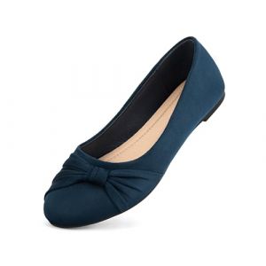 MaxMuxun Ballet Mode Élégante pour Le Mariage Talon Fermé Bleu Marine Femme Taille 41 EU (Maggie Shoes, neuf)
