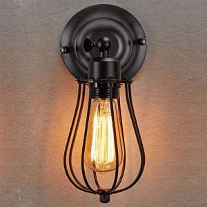 Rétro Metal Murale Applique, Applique Industrielle Murale,Lampe Murale Cage Luminaire, Vintage Luminaire Intérieur Rustique, E27 pour Chambre Cuisine Bar Café Salon Restaurant, Noir (xindaxin, neuf)