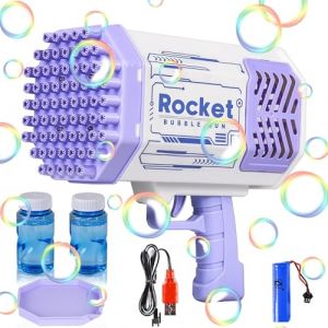JONRRYIN Pistolets à Bulles, 69 Trous Machines à Bulles Gatling, Pistolet Savon Automatique Portable Souffleur Bulle, Fabricant Bulles pour Les Enfants avec 2 Bouteilles Savon (Purple) (Davidboy Etrade Kft., neuf)