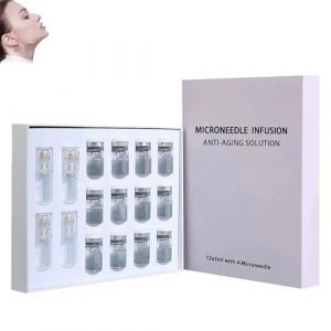 Système de micro-perfusion pour le visage, micro-aiguille kit de perfusion serrecteur de peau, sérum facial anti-âge et lisse pour tous les types de peau (4+12) (weiqingfangdichan, neuf)
