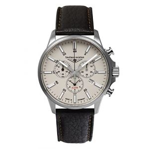 Bauhaus Aviation 2880 Montre pour Homme avec Bracelet en Cuir ou Bracelet en Titane, bo&icirc;tier en Titane 10 ATM, Verre Saphir, Alarme, Date, Beige, Bracelet (watch-boutique, neuf)