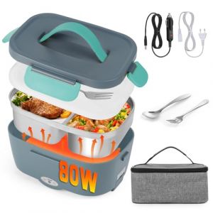 80W Électrique Gamelle Chauffante Boîte à Lunch 3 en 1 Lunch Box Gamelle Chauffant Boite Repas Alimentaire 220V 12V 24V en Acier Inoxydable Thermique Amovible Convient pour Voiture Camionet (Trans Cargo Success, neuf)