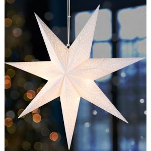 BRUBAKER Étoile de Noël en Papier 60 cm à Suspendre - Étoile de l'Avent LED pour Décoration de Fenêtre - Étoile en Papier 3D avec Fonction Timer - Étoile Suspendue - Illuminable avec Pile - Blanc (BRUBAKER (Der Schnellversender!), neuf)