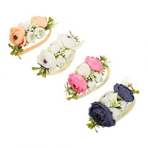 DEARMAMY 1 Jeu Bandeau en Nylon pour Enfants Arcs De Cheveux De Bébé Accessoires De Cheveux De Bébé Fleur Bébé Bandeau Accessoire Photo Bébé Bandeau Floral pour Bébé Coiffe De Bébé 4 Pièces (Telinei, neuf)