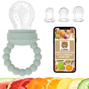 STONNY| Tetine grignoteuse bébé | Anneau de dentition intégré | 3 Tetines 3 tailles [3 > 34 mois] | Sans BPA | Tetine à fruits bebe | Accessoire pour bebe naissance | Puériculture bébé | Ebook OFFERT (Stonny, neuf)