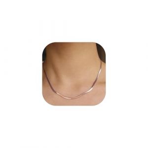 FOCALOOK Collier Cha&icirc;ne Femme 45cm Maille Miroir Plaqu&eacute; Or Rose 3mm de Large Ras du Cou pour Fille (FOCALOOK JEWELLERY, neuf)