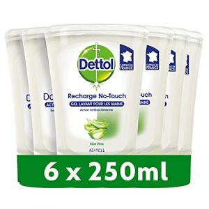 DETTOL Recharge No-Touch Savon Liquide Mains 250 ml - Action Nettoyante - Aloe Vera (6 Recharges) (Pennguin-FR-Home, neuf)