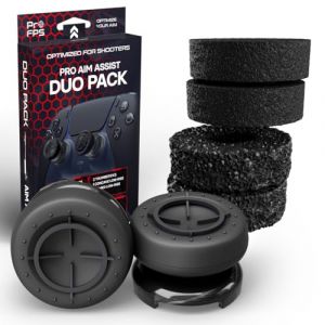 ProFPS Manette PS5 / Manette PS4 Accessoire Gaming - Pack Duo Noir de 4X Precision Rings & 2X Mixed Thumbstick - Accessoire PS5 pour Assistance de Vis&eacute;e et Aimbot - PS4 & PlayStation 5 (MT-Commerce, neuf)